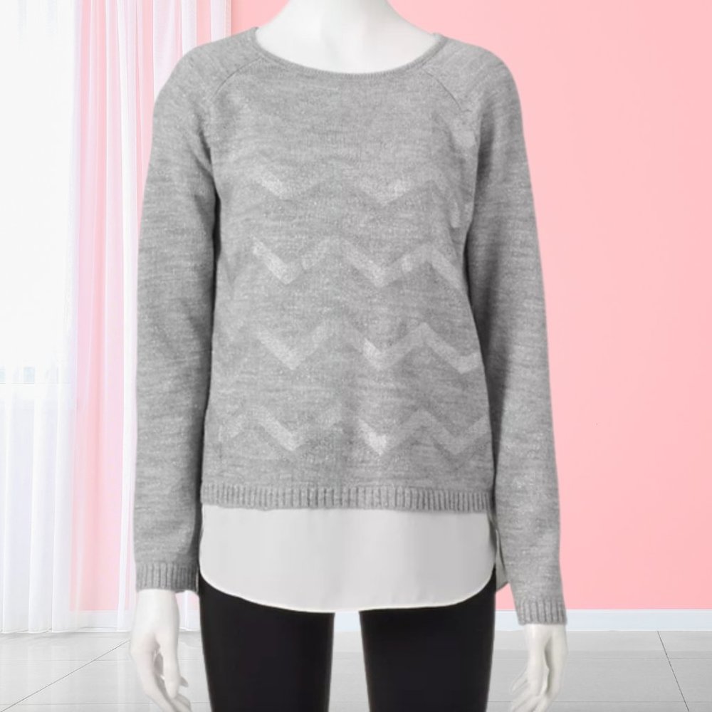 AB Studio Gray Glitter Sweater - Size Small - Picture 1 of 9